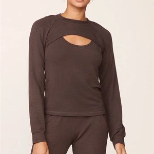 *SOLD* Monrow Peekaboo cut out sweatshirt chocolate/coffee brown